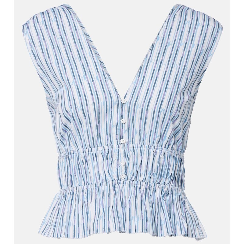 Velvet Verena striped cotton-blend top
