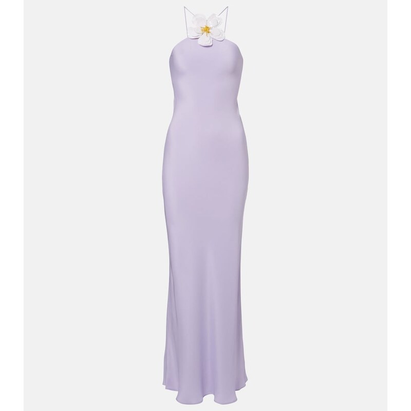 Rodarte Floral-appliquÃ silk crÃªpe maxi dress