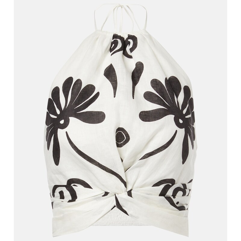 Cala de la Cruz Lodi floral halterneck linen top