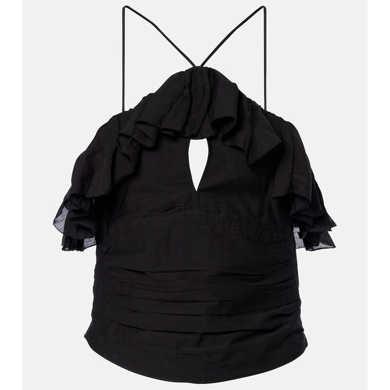 Marant Etoile Djimia halterneck cotton-blend voile top