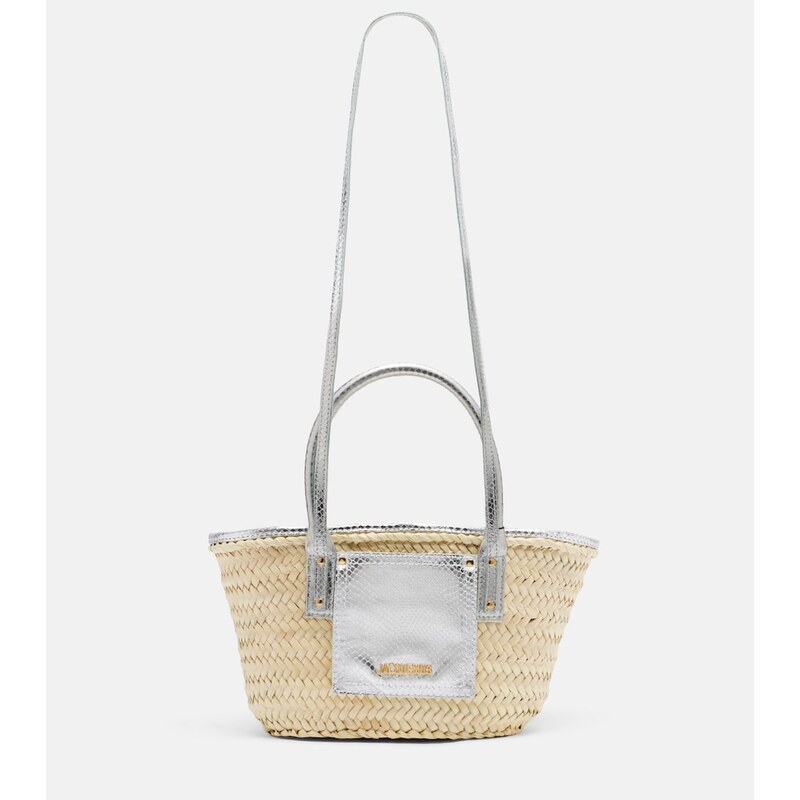 Jacquemus Soli Small croc-effect raffia basket bag