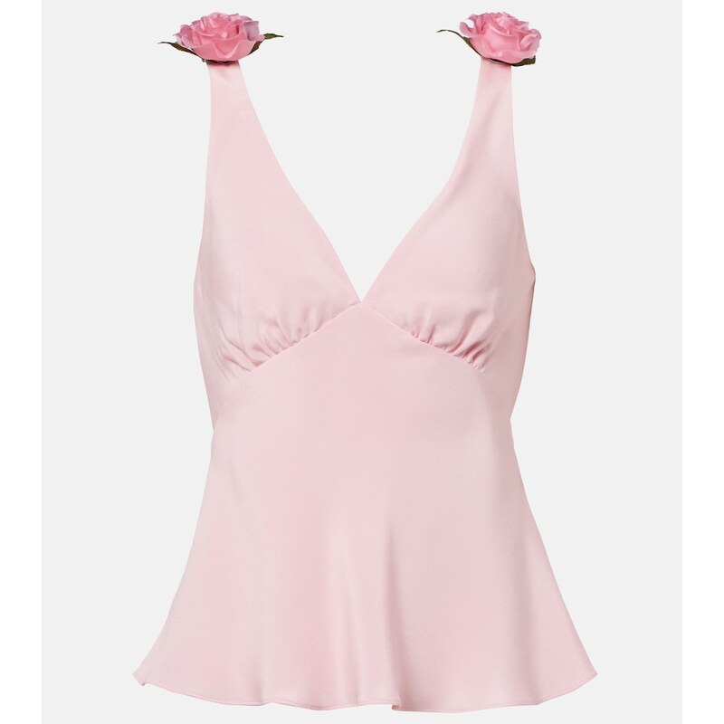 Rodarte Floral-appliquÃ silk crÃªpe top