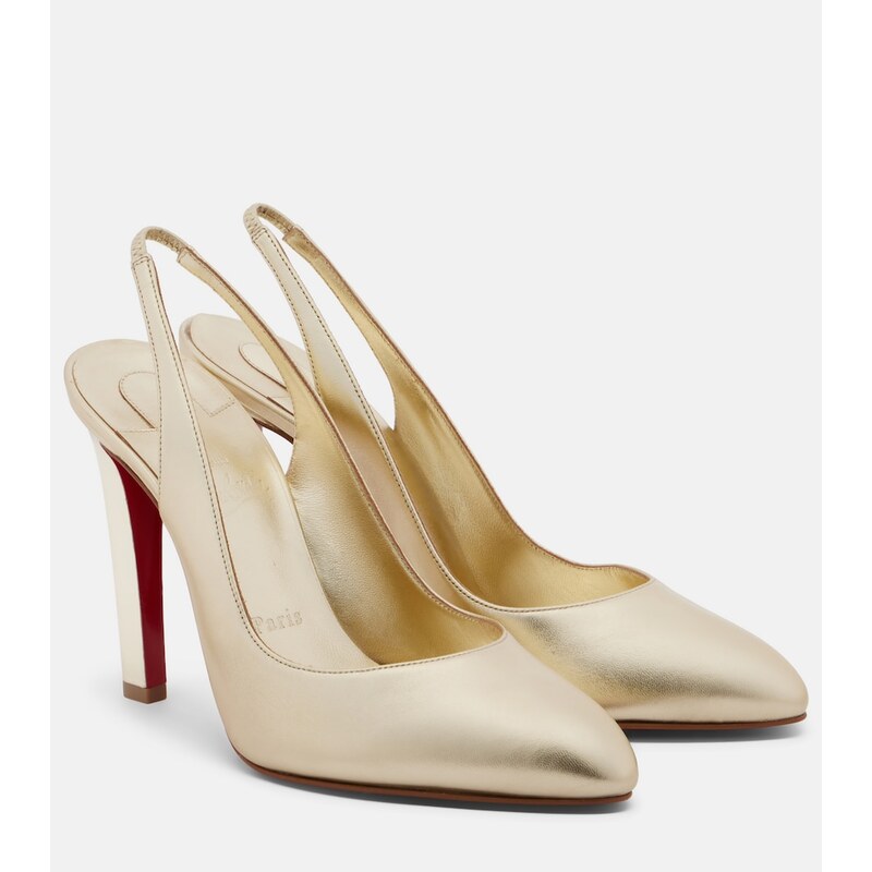 Christian Louboutin Fannylove metallic leather slingback pumps