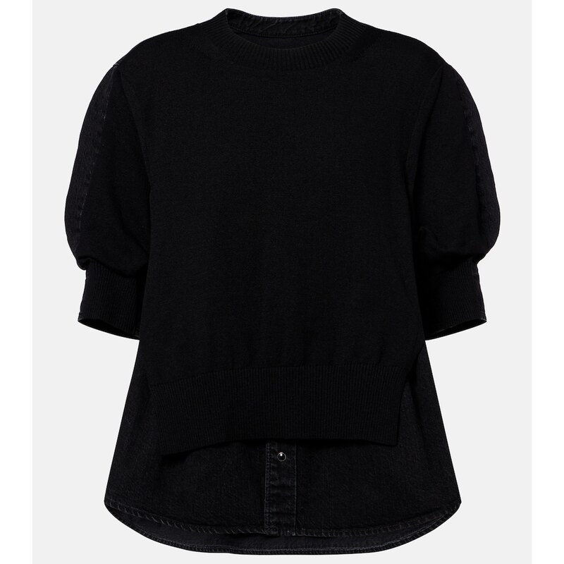 Sacai Layered cotton-blend sweater