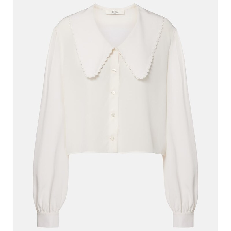 Chloe ChloÃ Scalloped silk shirt