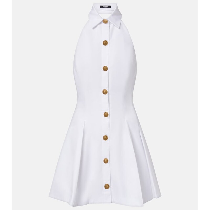 Balmain Pleated cotton poplin minidress