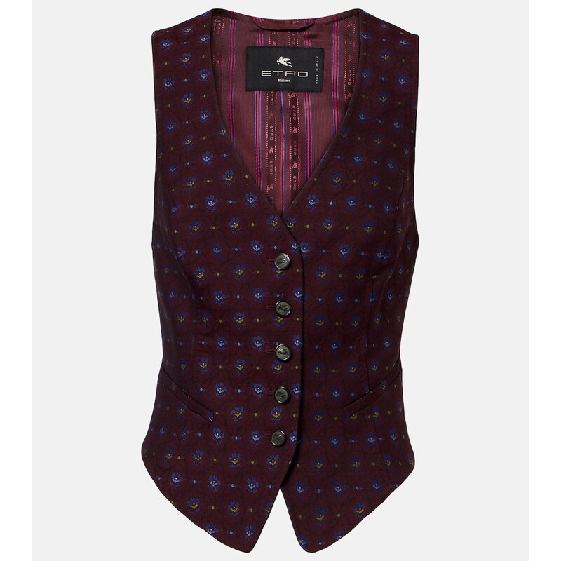 Etro Floral wool and cotton jacquard vest