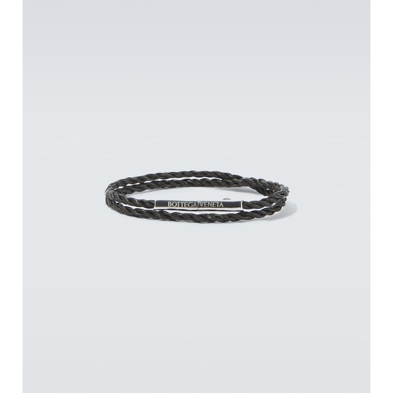 Bottega Veneta Leather sterling silver bracelet