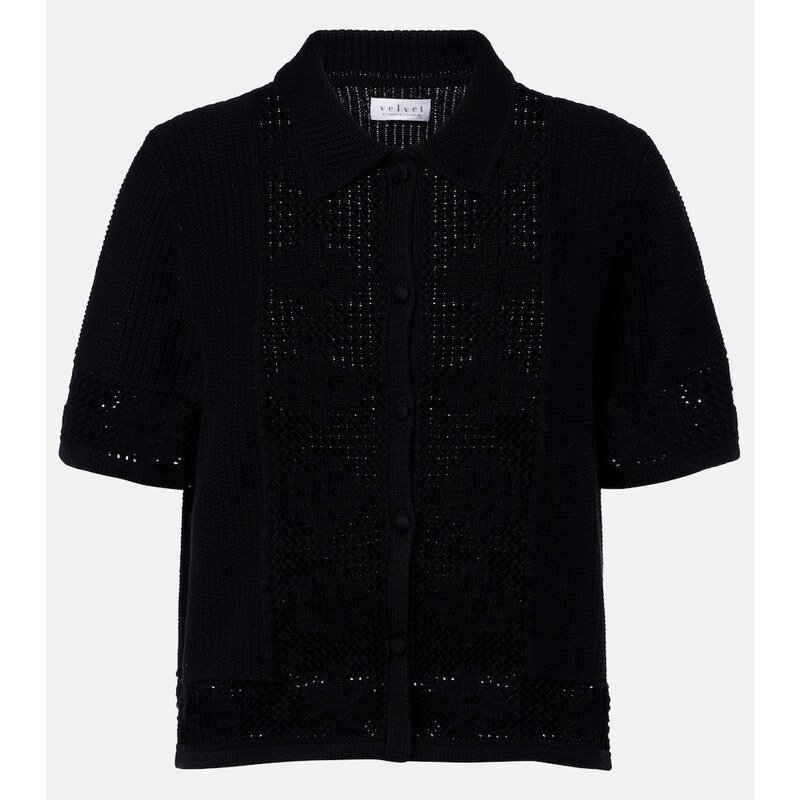 Velvet Rosemond open-knit cotton and cashmere top