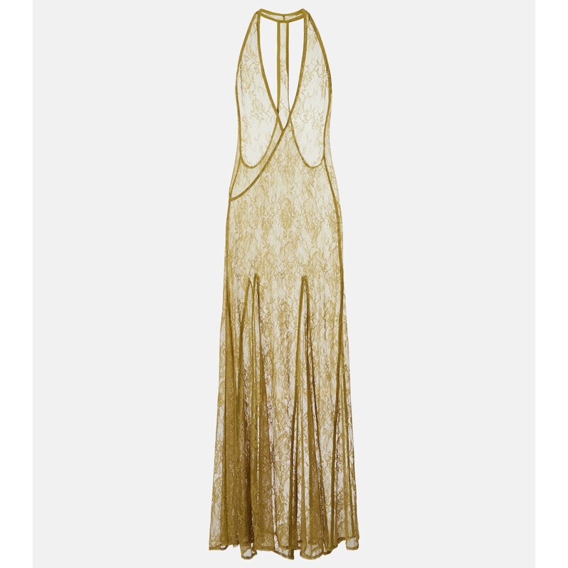 Adriana Degreas Sheer open-back lace maxi dress