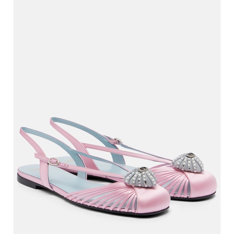 Valentino Garavani CÅur Royal satin slingback flats