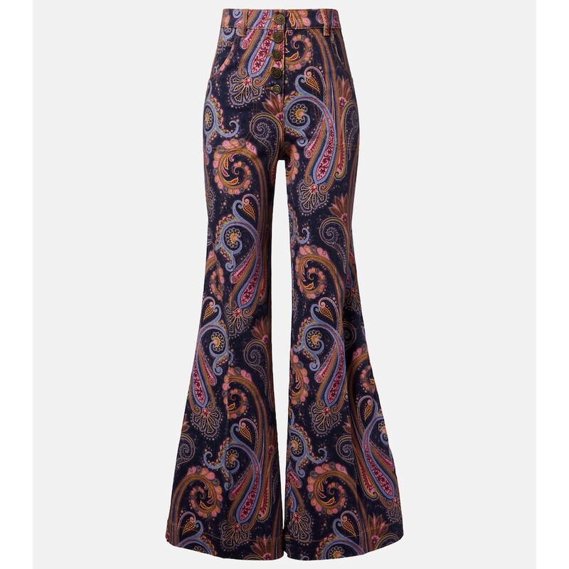 Etro Paisley cotton-blend flared pants