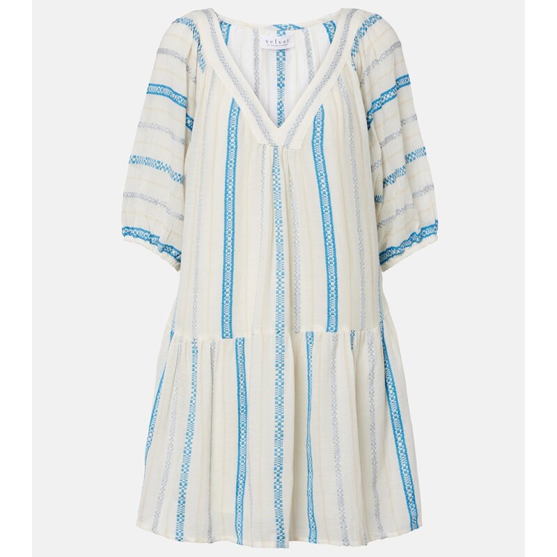 Velvet Selita tiered cotton jacquard minidress