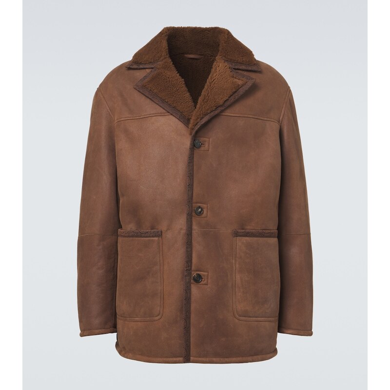 Etro Shearling-trimmed leather jacket