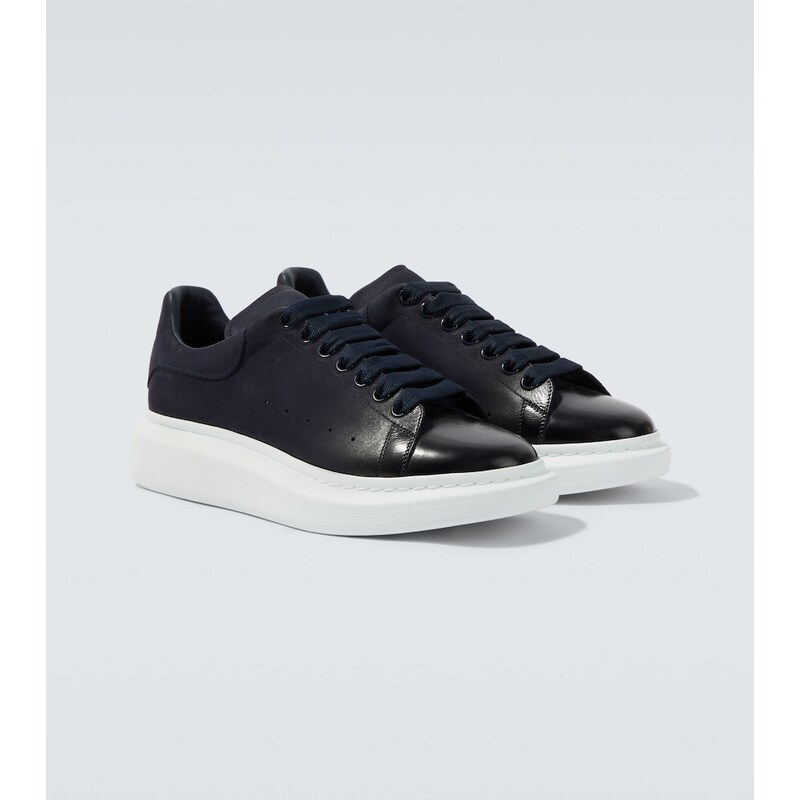 McQueen Oversized suede-trimmed leather sneakers