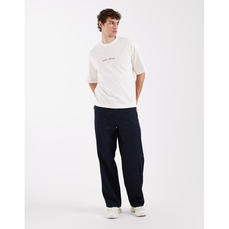 Selected Landon loose fit jeans in raw dark blue