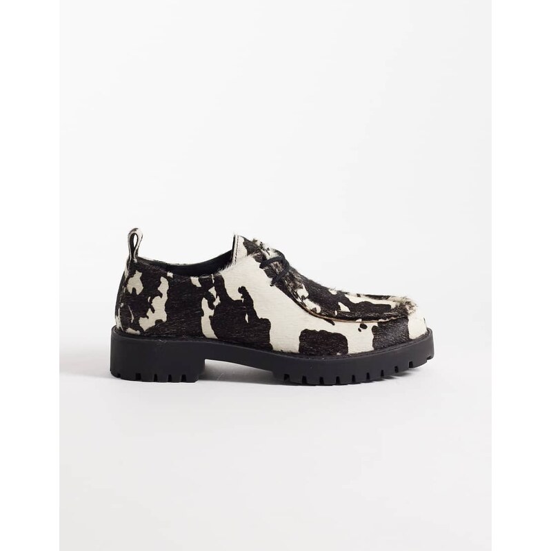 Walk London Clara Apron Shoe in cow print-Multi