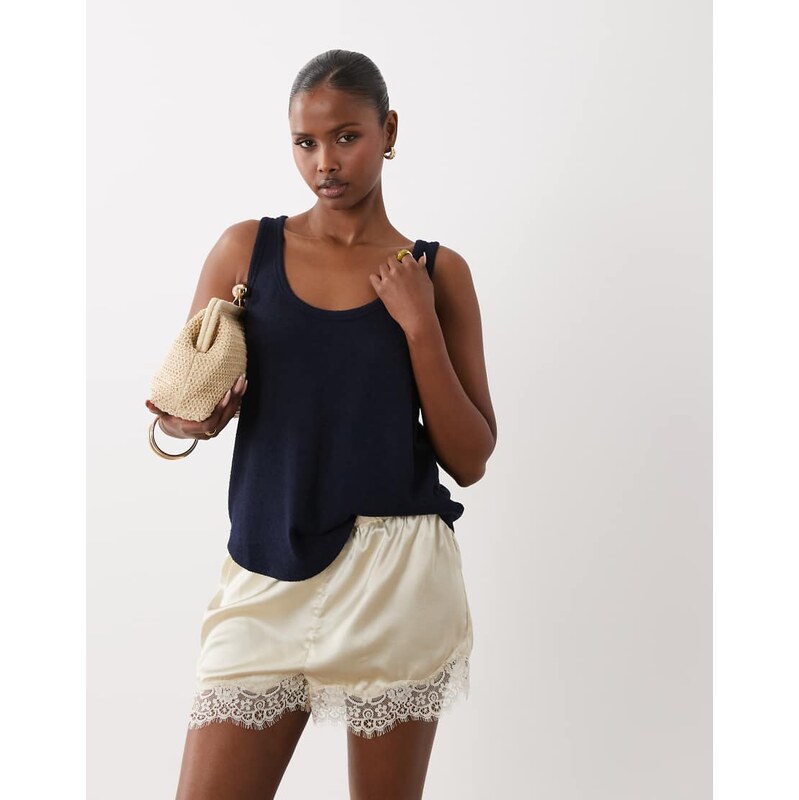 ASOS DESIGN textured knit scoop neck loose fit vest co-ord in