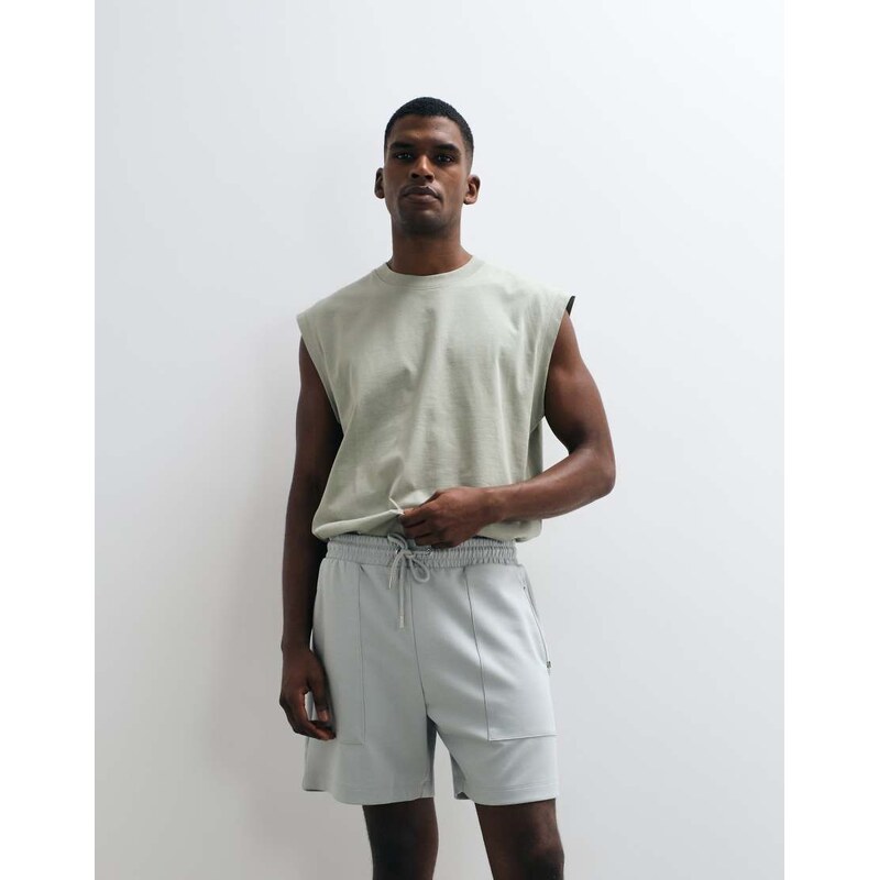 ASOS DESIGN oversized fit zip jersey short in grey