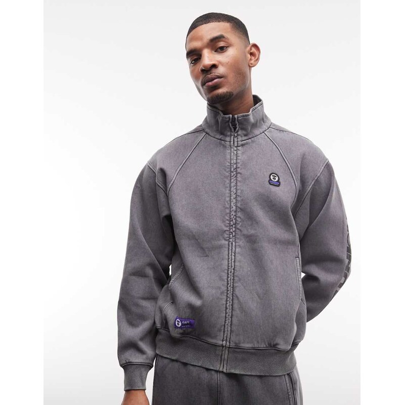 Aape by A Bathing Ape logo zip up jumper co-ord in washed black