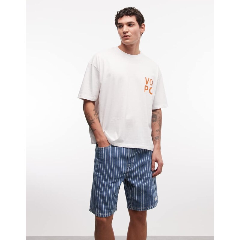 Aape by A Bathing Ape aape now striped denim jorts in blue and
