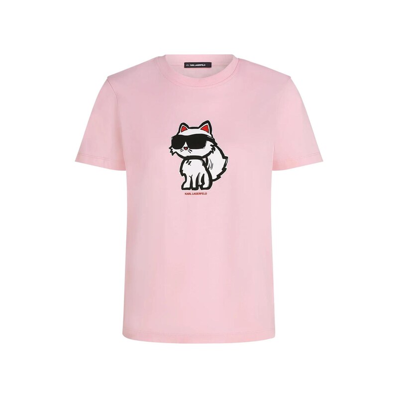 Karl Lagerfeld Tričko Ikon Choupette světle růžová
