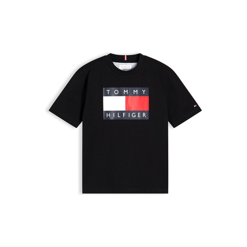 TOMMY HILFIGER Tričko Flag Logo červená / černá / bílá