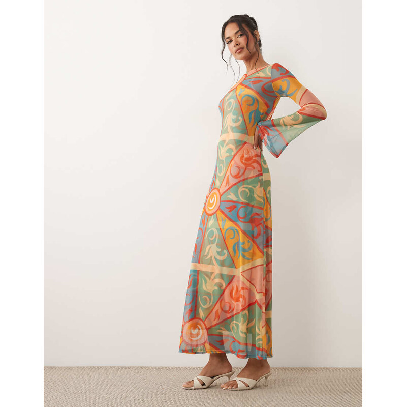 Never Fully Dressed Aria mesh long sleeve maxi dress in