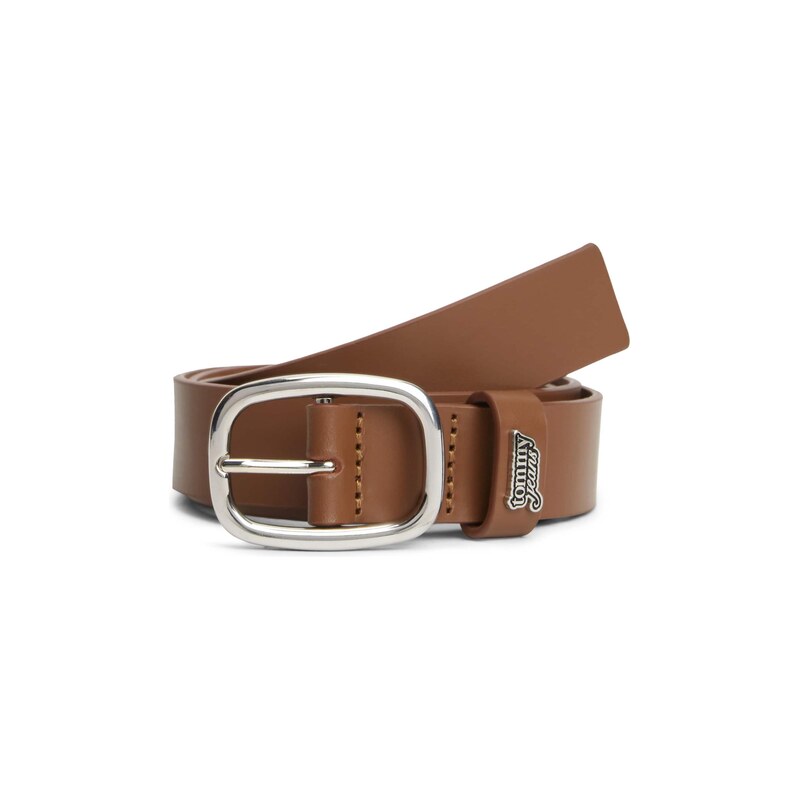 Tommy Jeans Opasek Metal Logo Oval Buckle karamelová