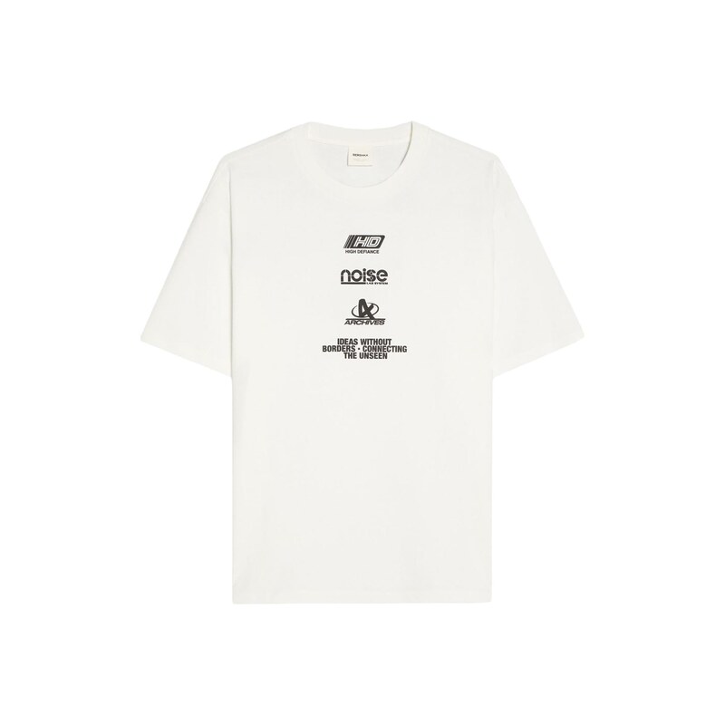 Bershka Tričko černá / bílá