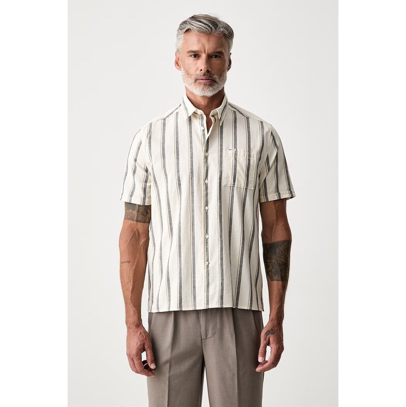 Barbour košile pánská s příměsí lnu Barkend