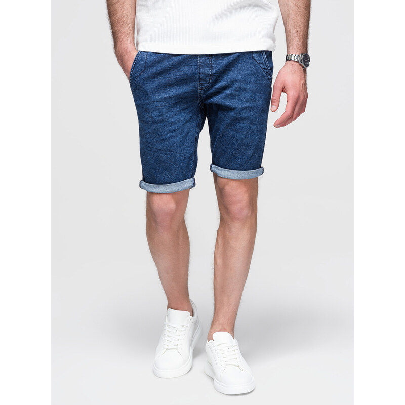 Ombre Mens denim shorts with rolled up leg - dark blue