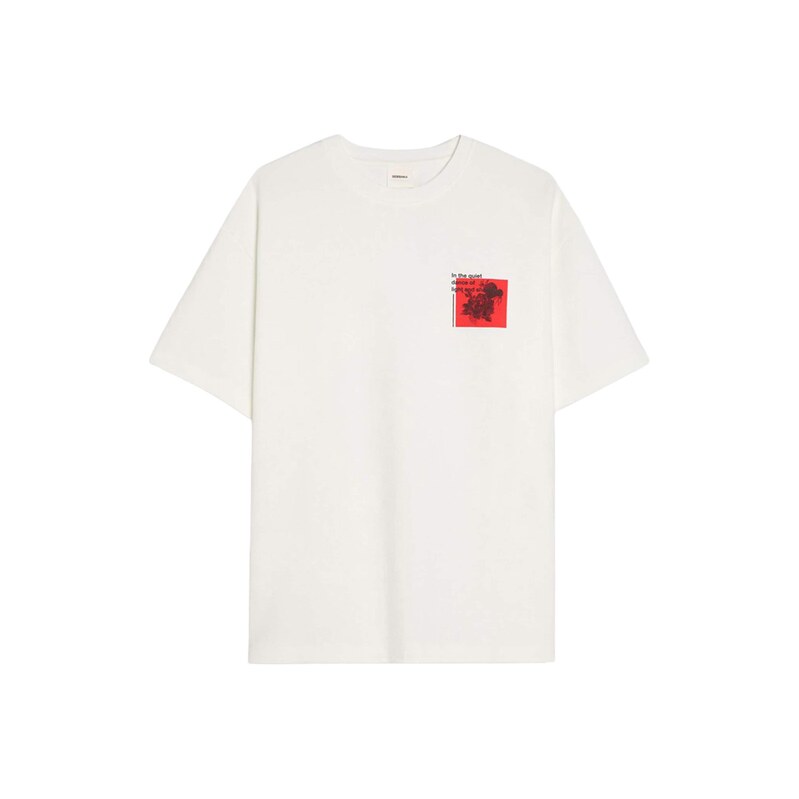 Bershka Tričko červená / černá / bílá