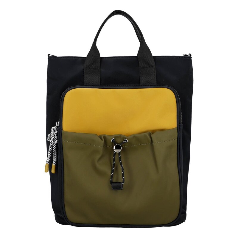 Firenze Trendy dámský kabelko-batoh Azrael, černo-zelený