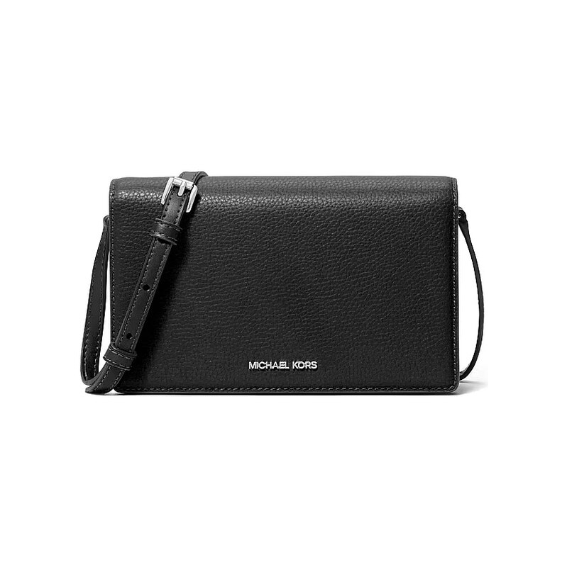 Michael Kors crossbody kabelka s překlápkou černá silver