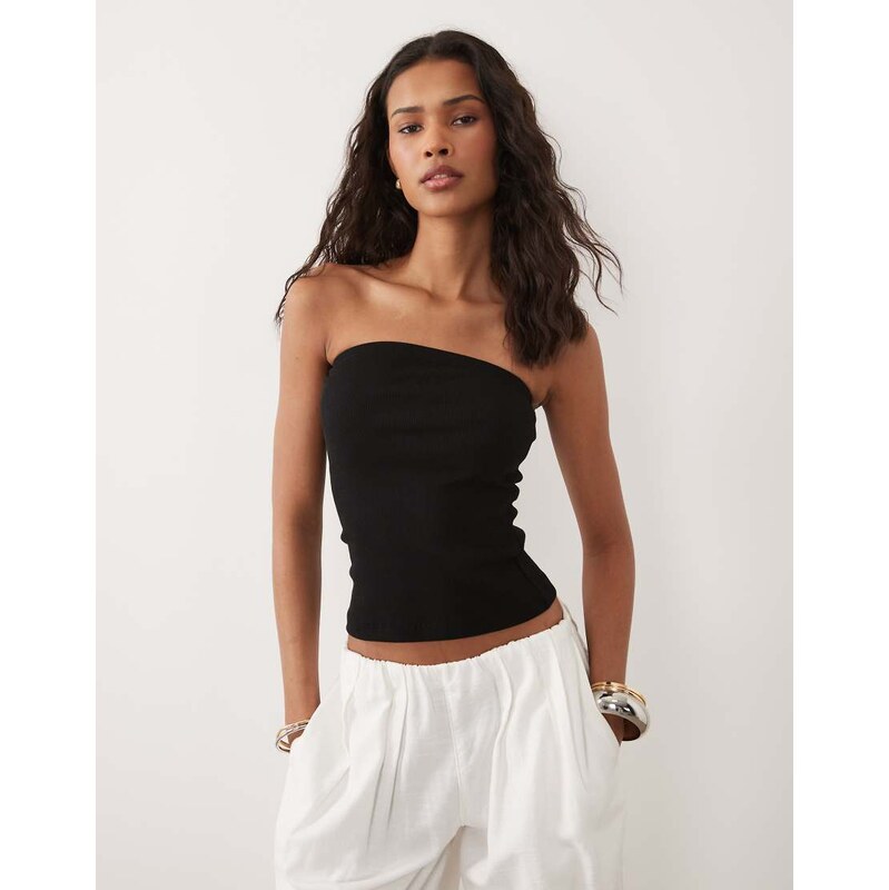 Brave Soul ribbed tube top in black