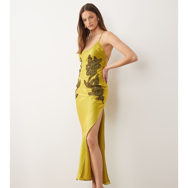 ASOS Tall ASOS DESIGN Tall crinkle satin scoop neck cami midi