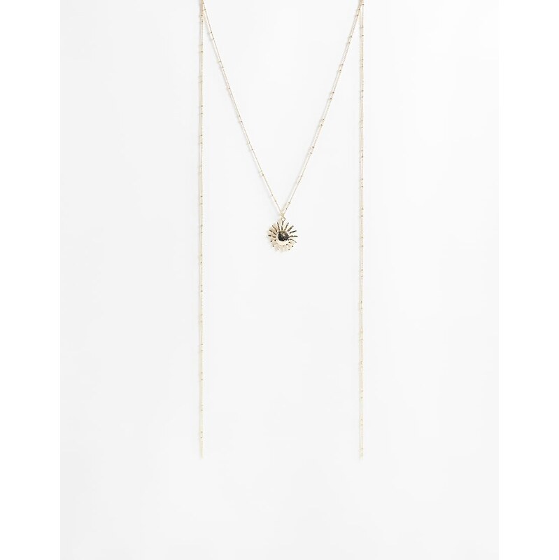ASOS DESIGN necklace with sun pendant and dash-dot chain details