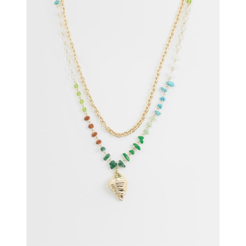 ASOS DESIGN multi-row necklace with multi-coloured faux