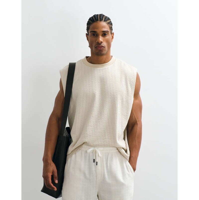 ASOS DESIGN heavyweight oversized tank with seersucker stripe in