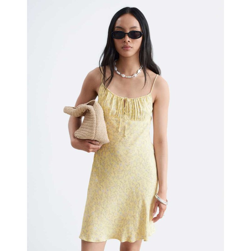 & Other Stories floral print mini dress in yellow