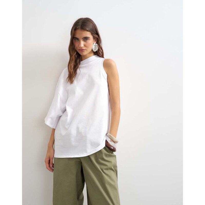 Topshop distorted cape top in ecru-Blue