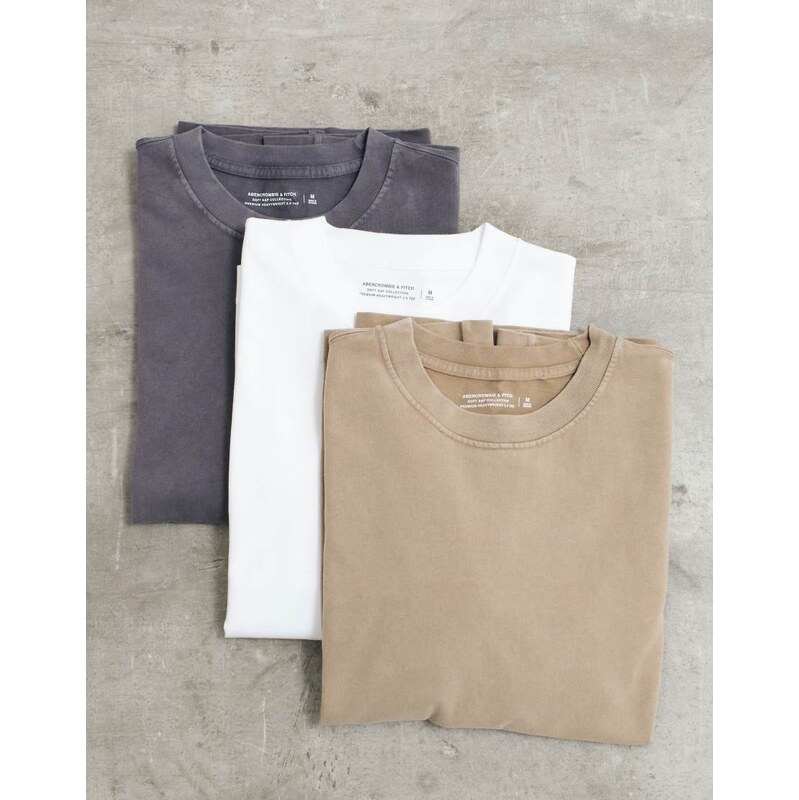 Abercrombie & Fitch 3 pack premium heavyweight t-shirt in