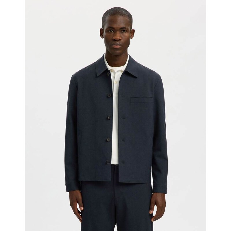 Selected Overshirt in dark sapphire-Blue