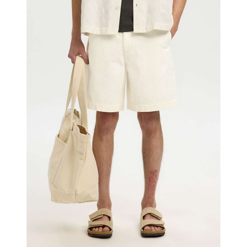 Selected Denim shorts in ecru-Neutral