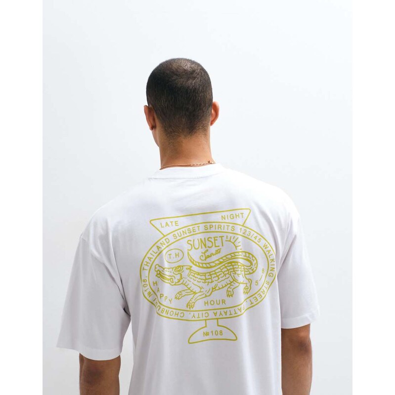 ASOS DESIGN oversized t-shirt with crocodile back print in white