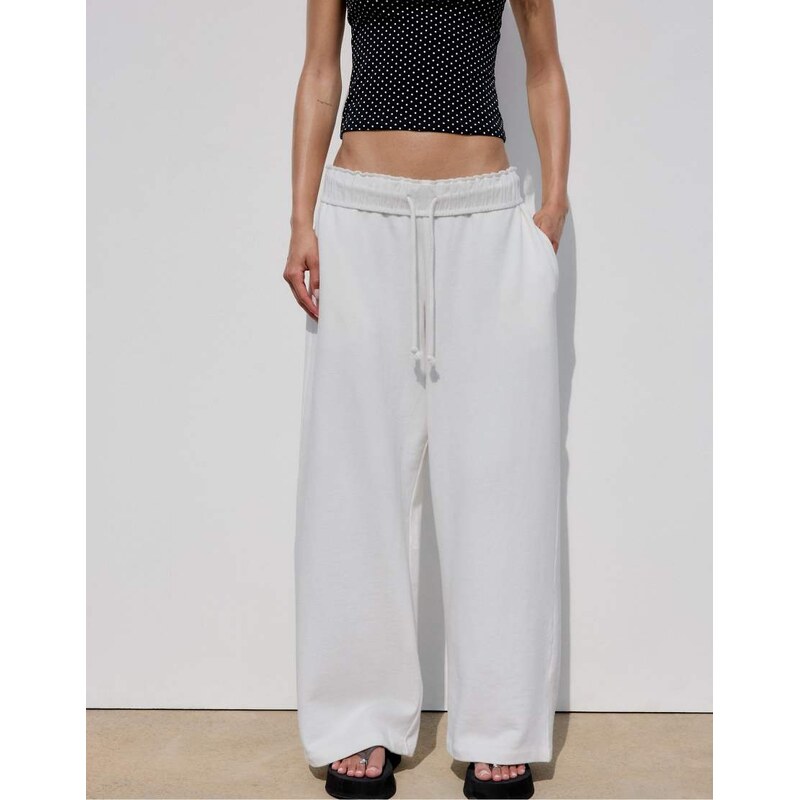 Stradivarius Washed effect straight-leg jogger trousers in ecru