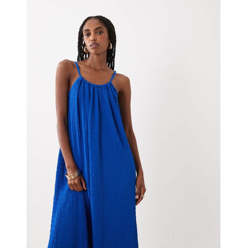 Vila textured jersey cami maxi dress in cobalt blue