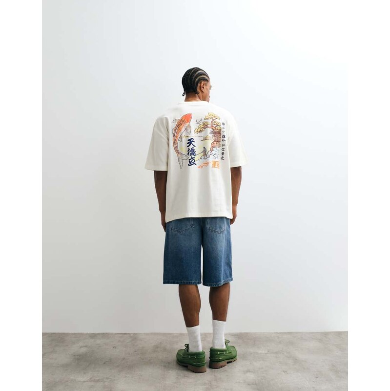 ASOS DESIGN heavyweight oversized t-shirt with Koi back graphic