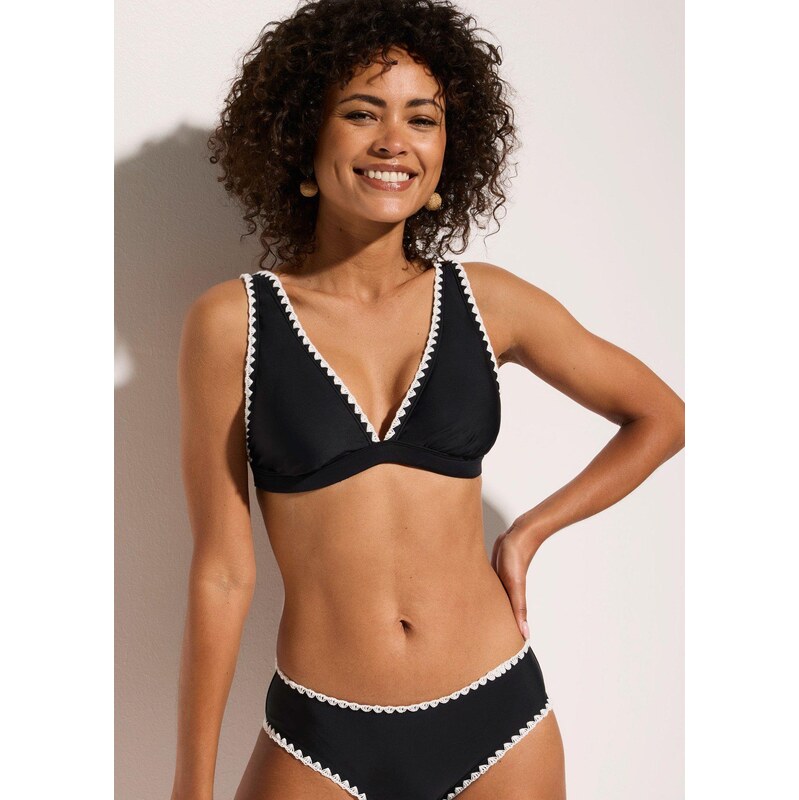 bonprix Bikinový top s výšivkou černá Žena